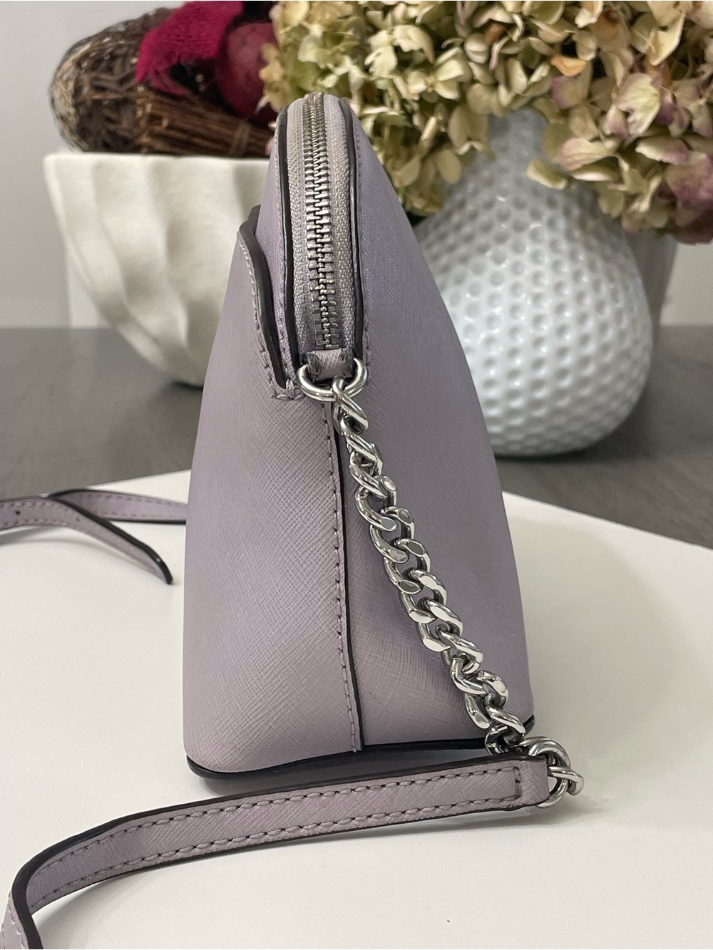 Michael Kors Jet Set Travel Small Dome Crossbody Lavender Saffiano Leather